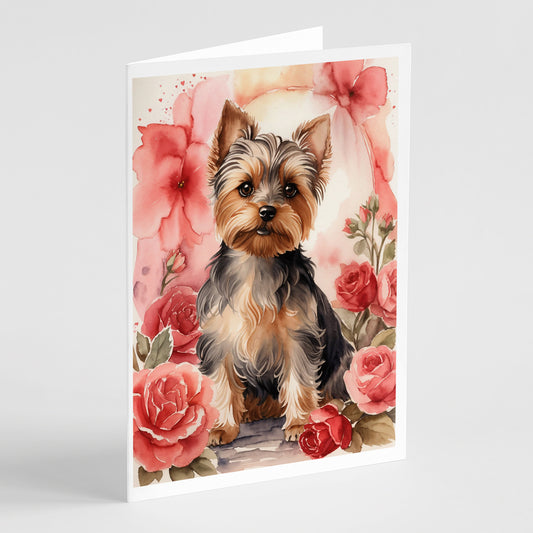 Buy this Yorkshire Terrier Valentine Roses Greeting Cards Pack of 8