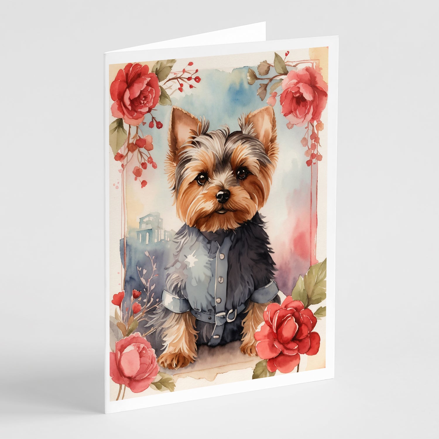 Buy this Yorkshire Terrier Valentine Roses Greeting Cards Pack of 8