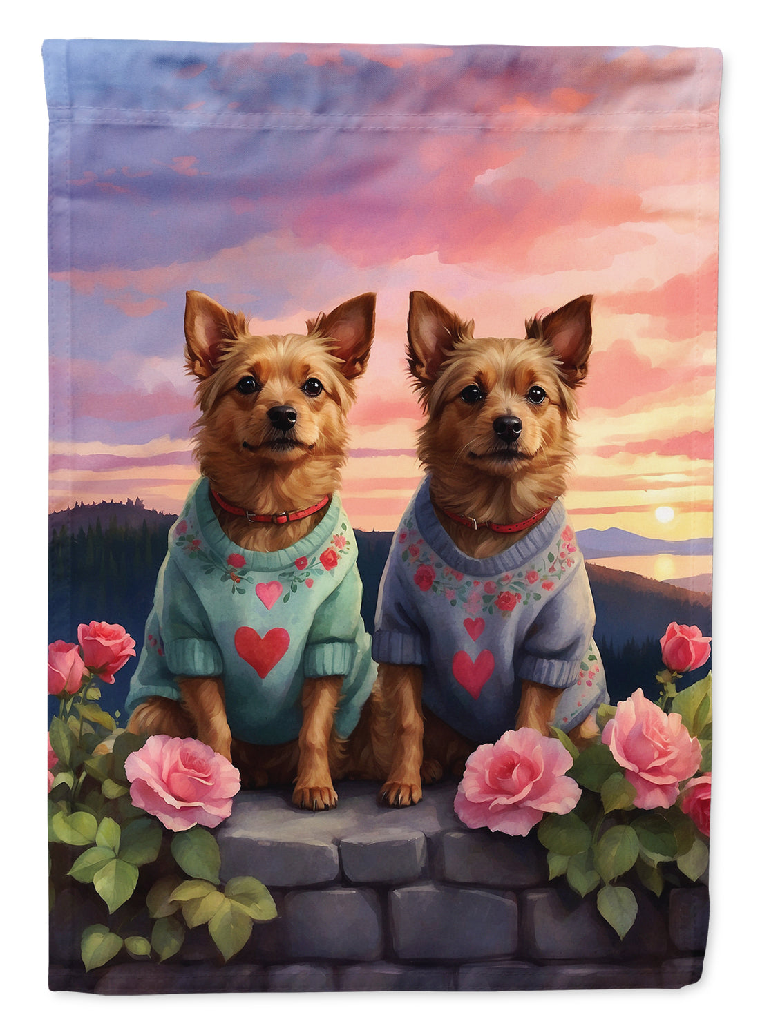 Buy this Australian Terrier Two Hearts Garden Flag