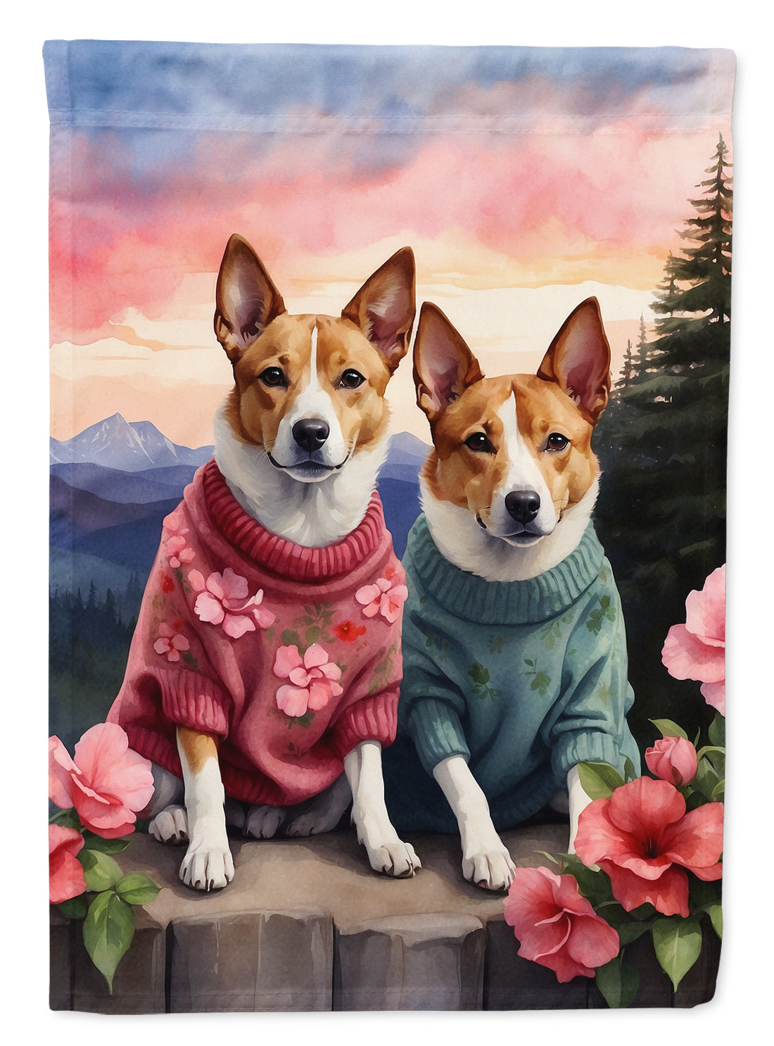 Buy this Basenji Two Hearts House Flag