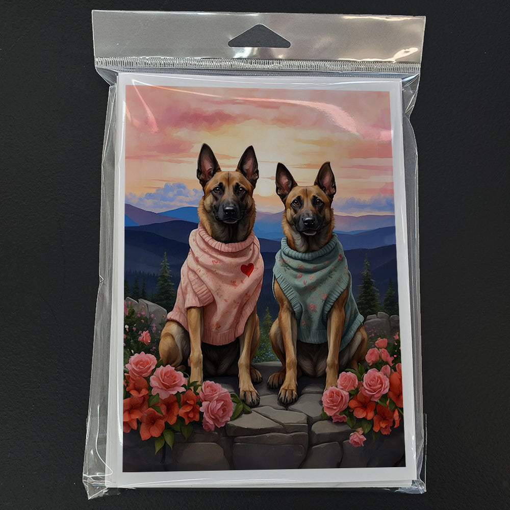 Belgian Malinois Two Hearts Greeting Cards Pack of 8