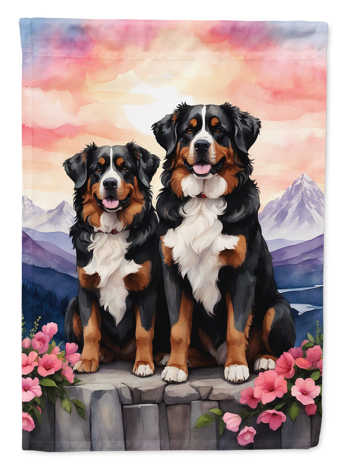 Buy this Bernese Mountain Dog Two Hearts House Flag