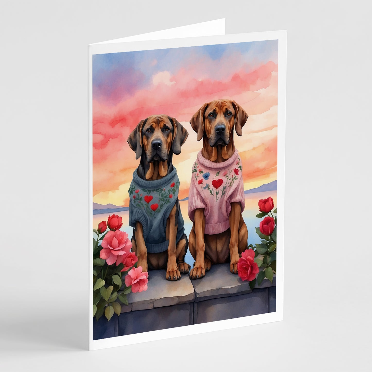 Buy this Bloodhound Two Hearts Greeting Cards Pack of 8