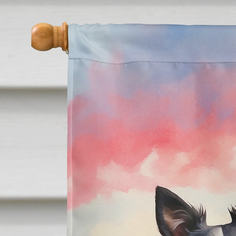 Border Collie Two Hearts House Flag