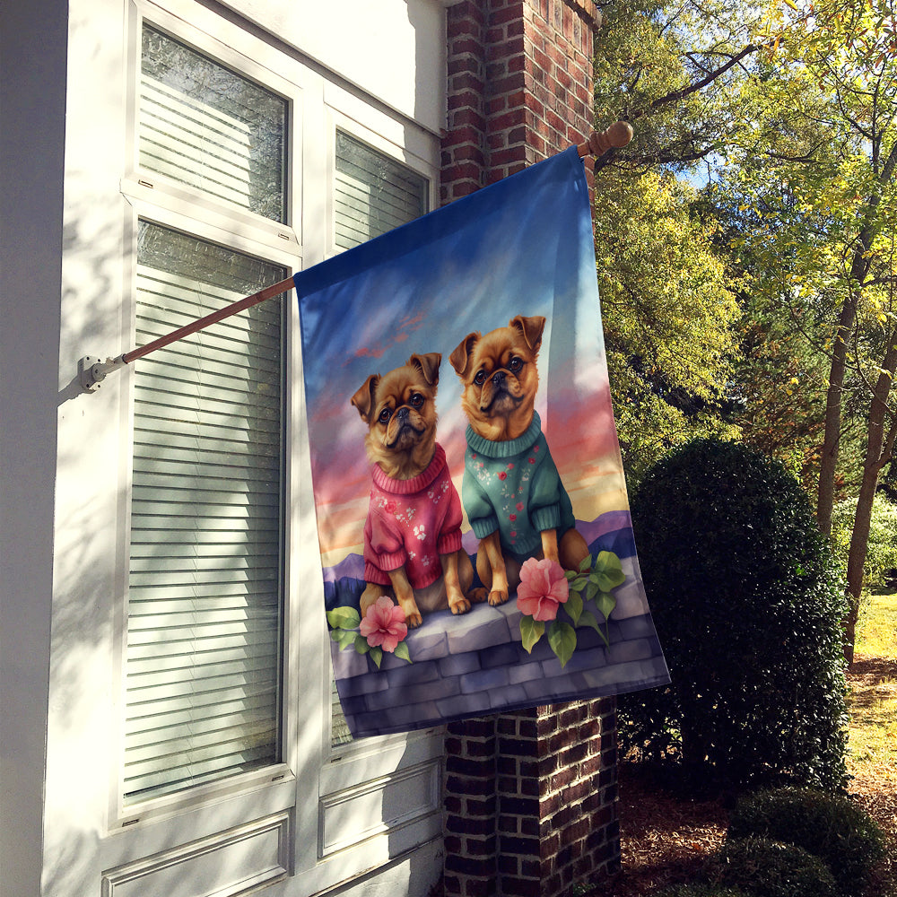 Brussels Griffon Two Hearts House Flag