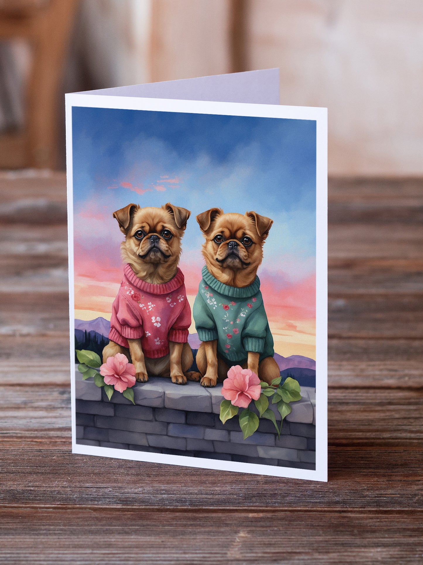 Brussels Griffon Two Hearts Greeting Cards Pack of 8