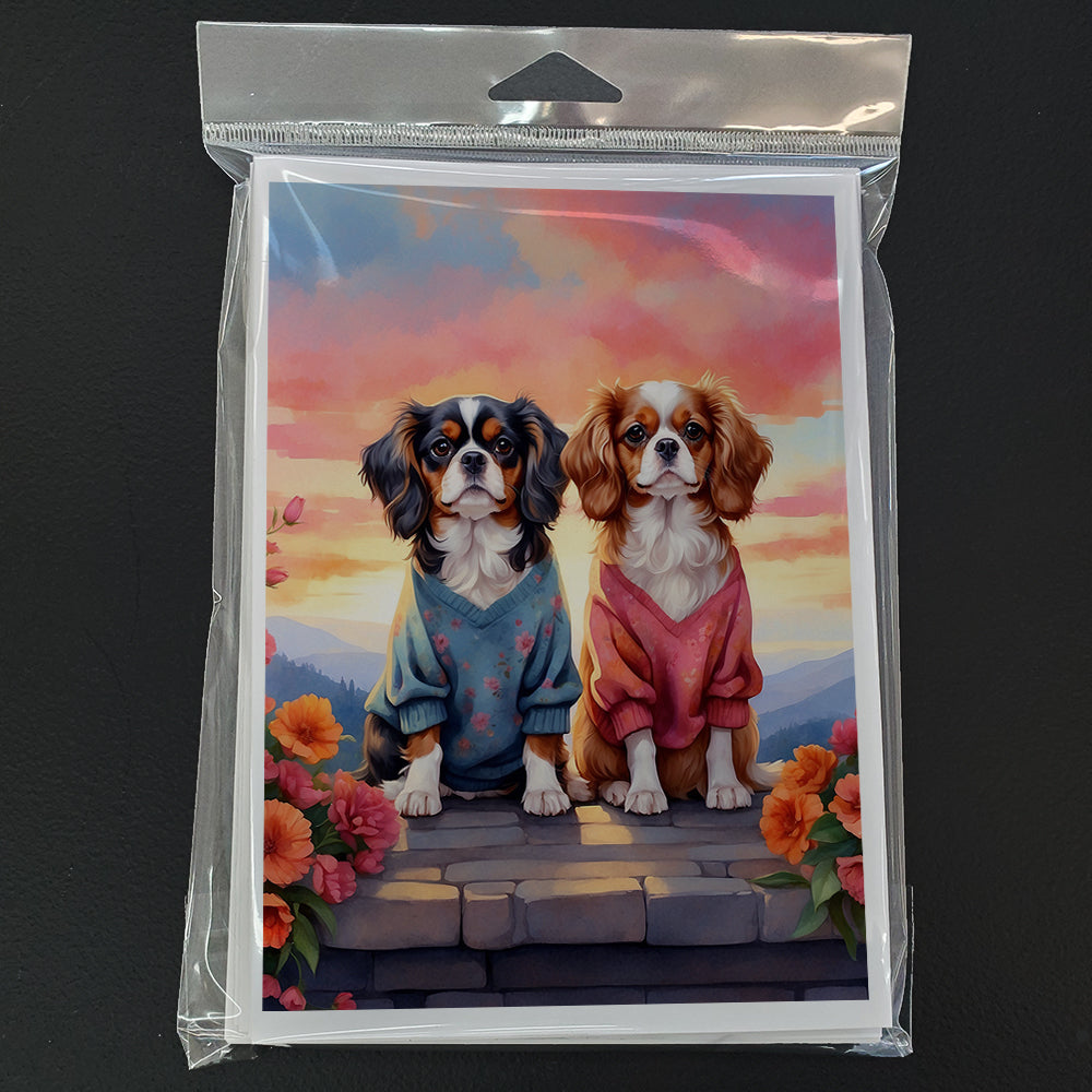 Cavalier Spaniel Two Hearts Greeting Cards Pack of 8