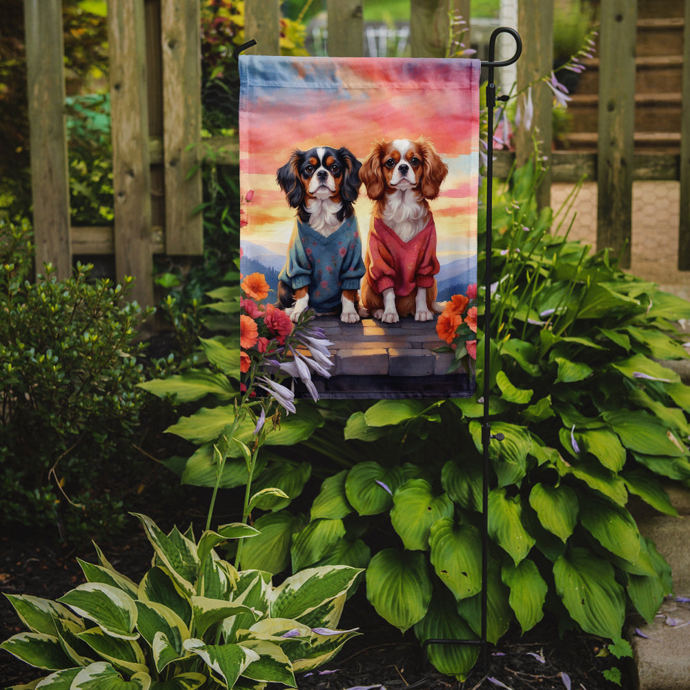 Cavalier Spaniel Two Hearts Garden Flag