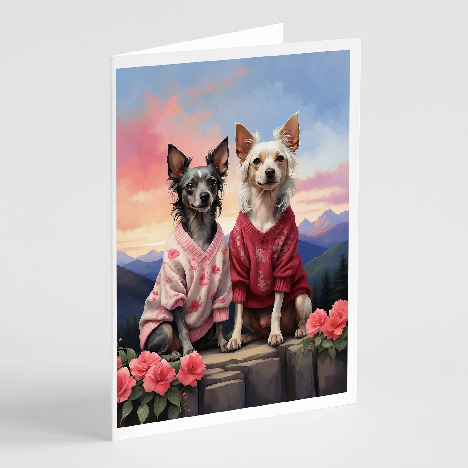 Buy this Chinese Crested Two Hearts Greeting Cards Pack of 8