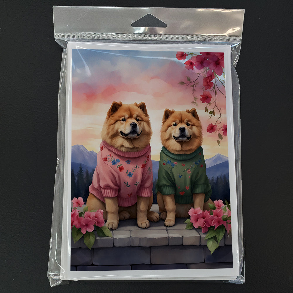 Chow Chow Two Hearts Greeting Cards Pack of 8