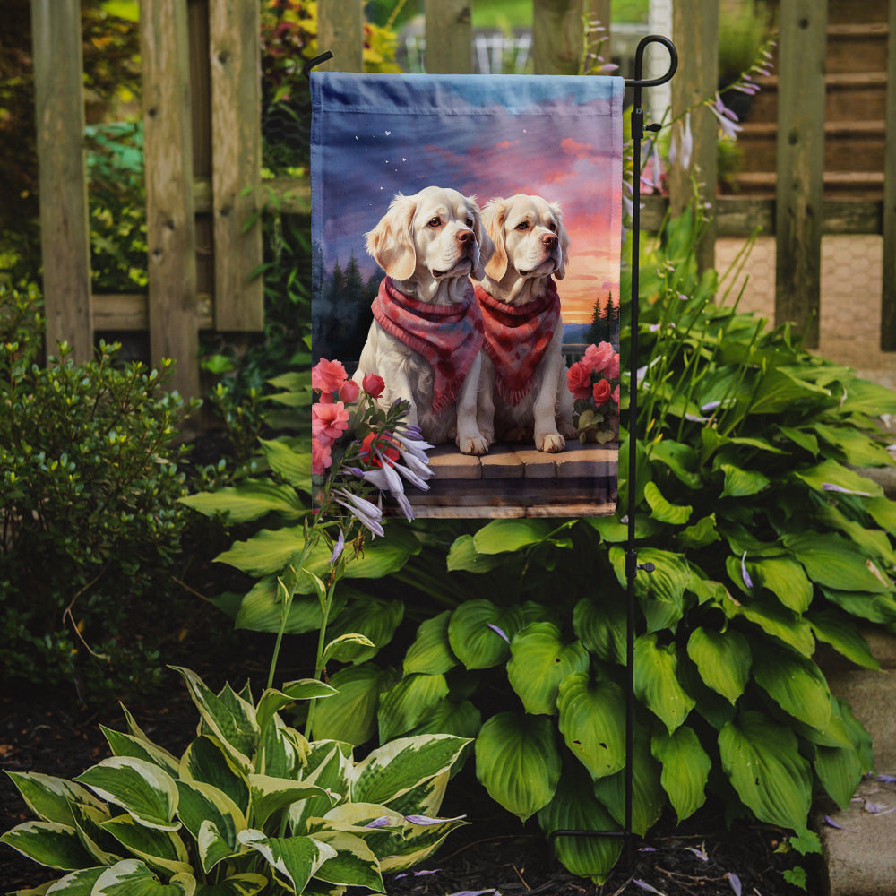 Clumber Spaniel Two Hearts Garden Flag