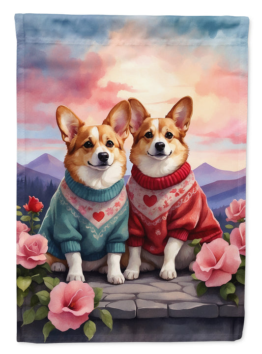 Buy this Corgi Two Hearts Garden Flag