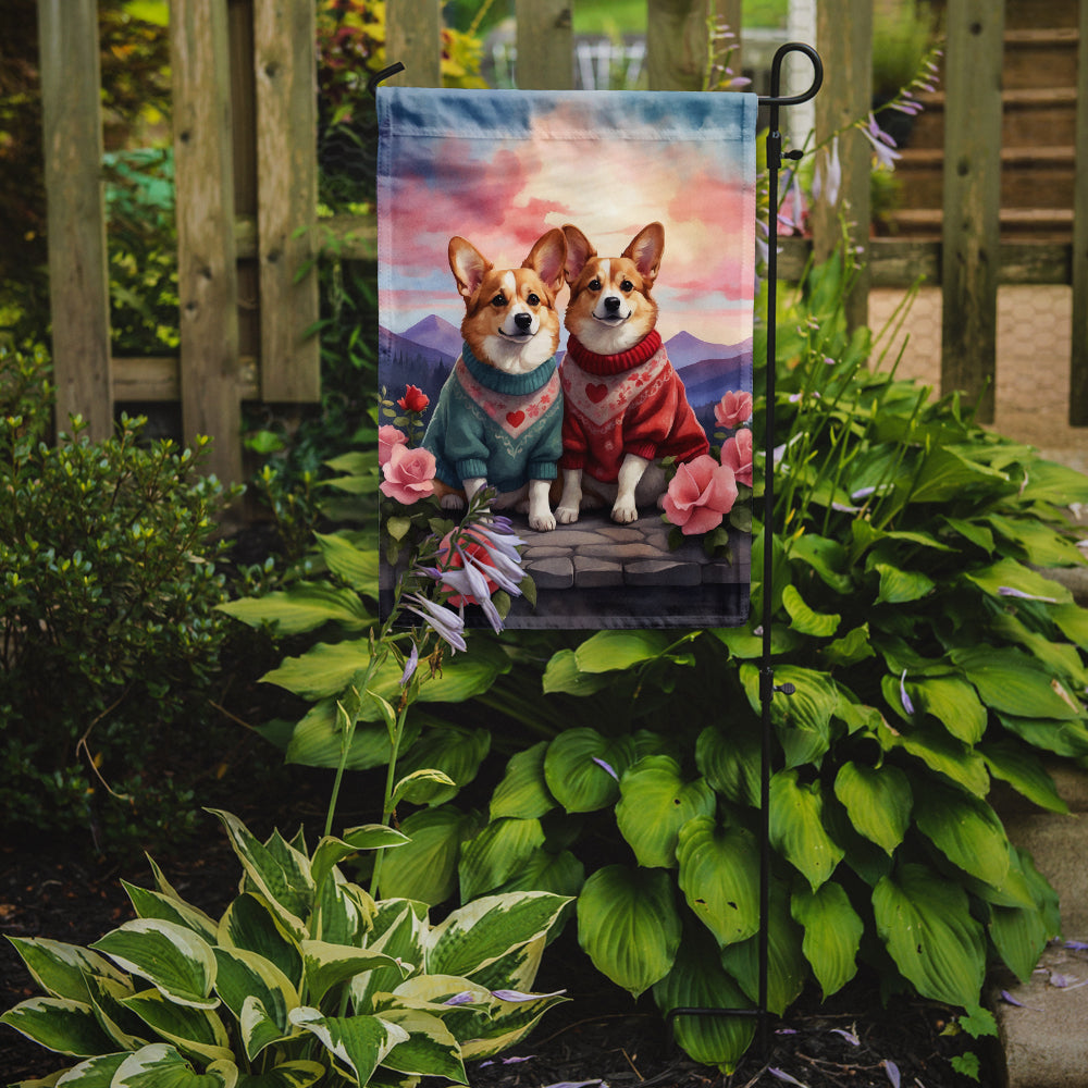 Corgi Two Hearts Garden Flag