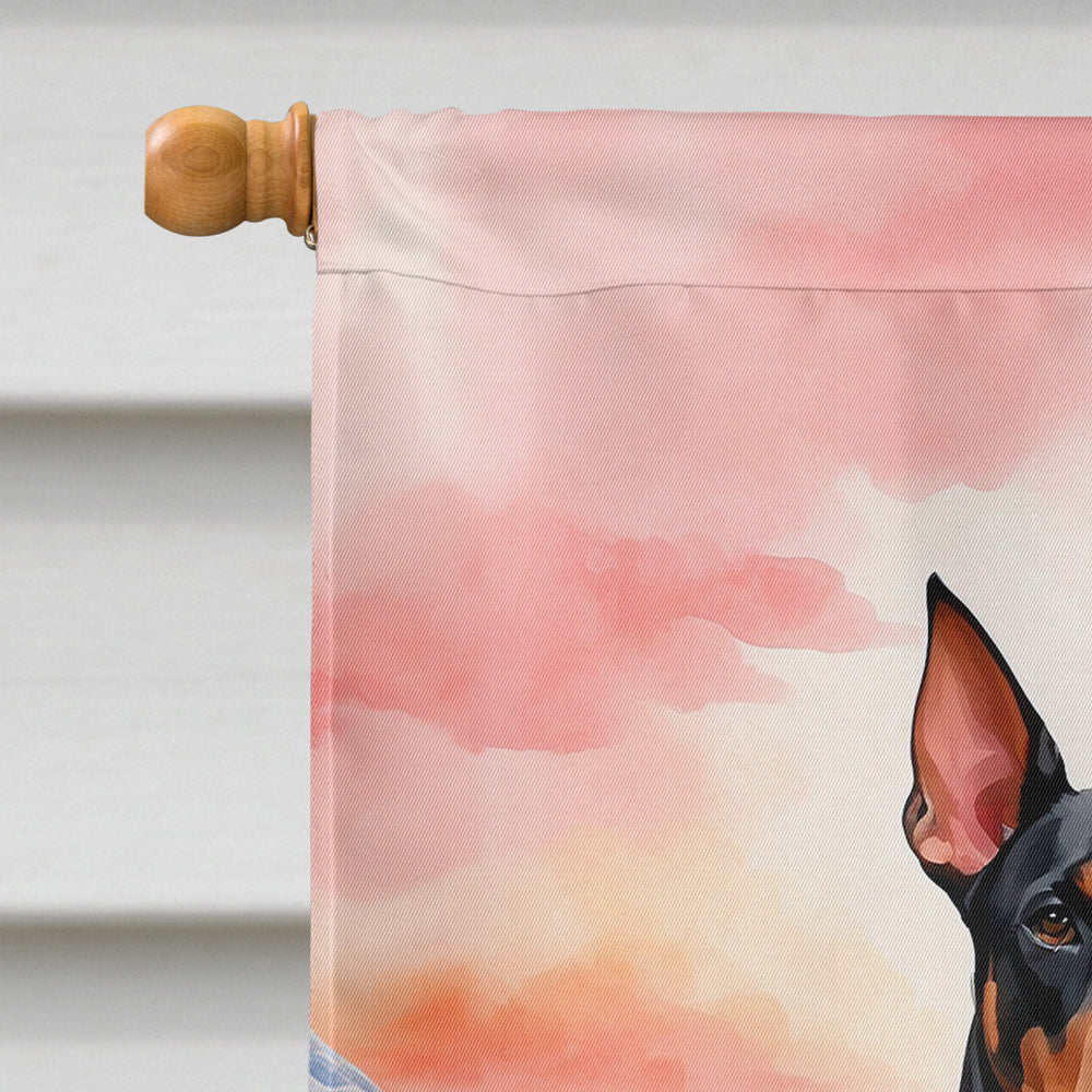 Doberman Pinscher Two Hearts House Flag