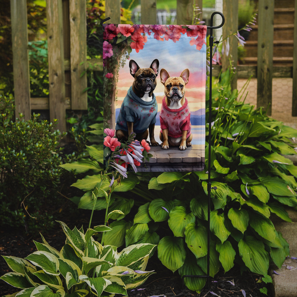 French Bulldog Two Hearts Garden Flag