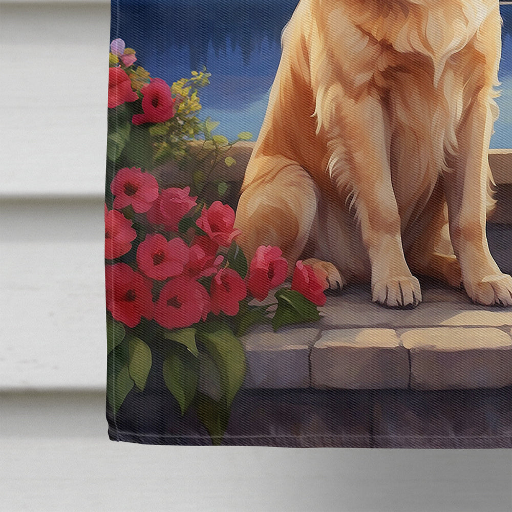 Golden Retriever Two Hearts House Flag