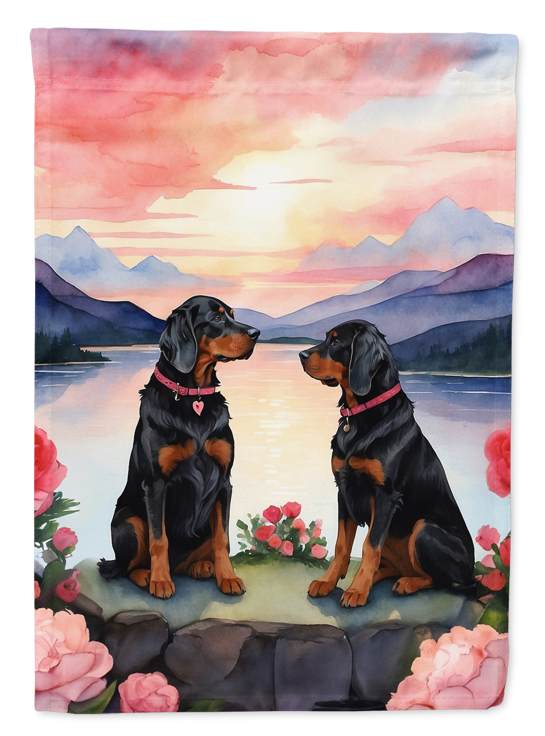 Buy this Gordon Setter Two Hearts House Flag