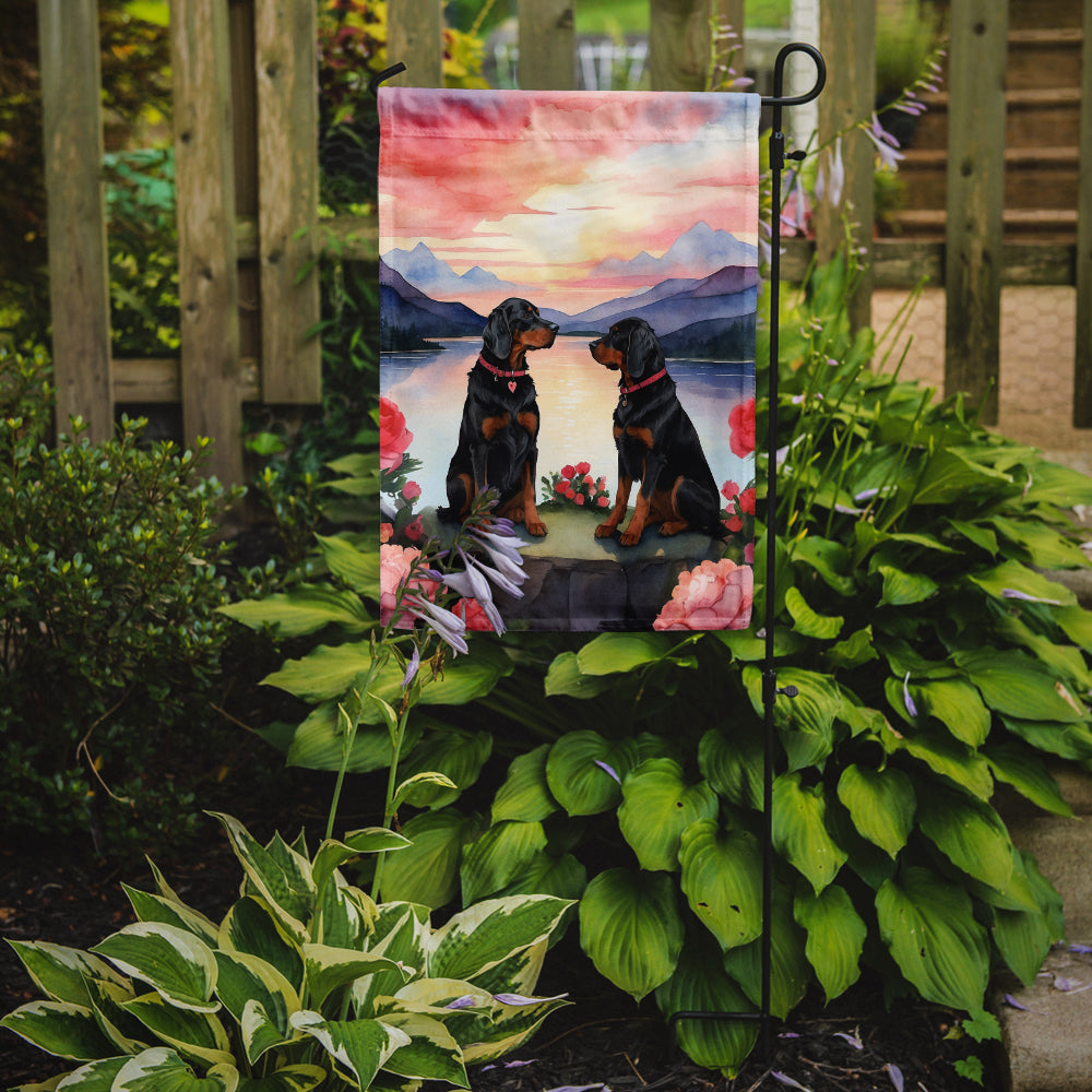 Gordon Setter Two Hearts Garden Flag