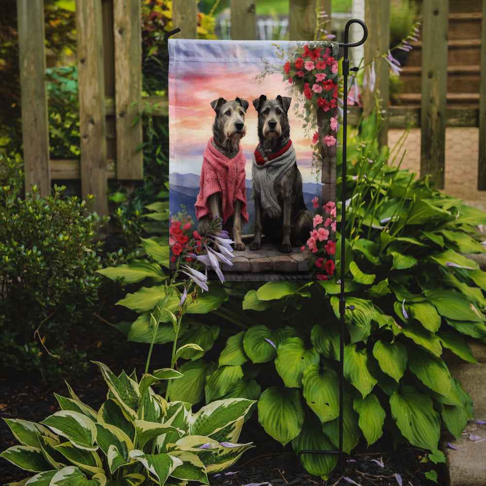 Irish Wolfhound Two Hearts Garden Flag