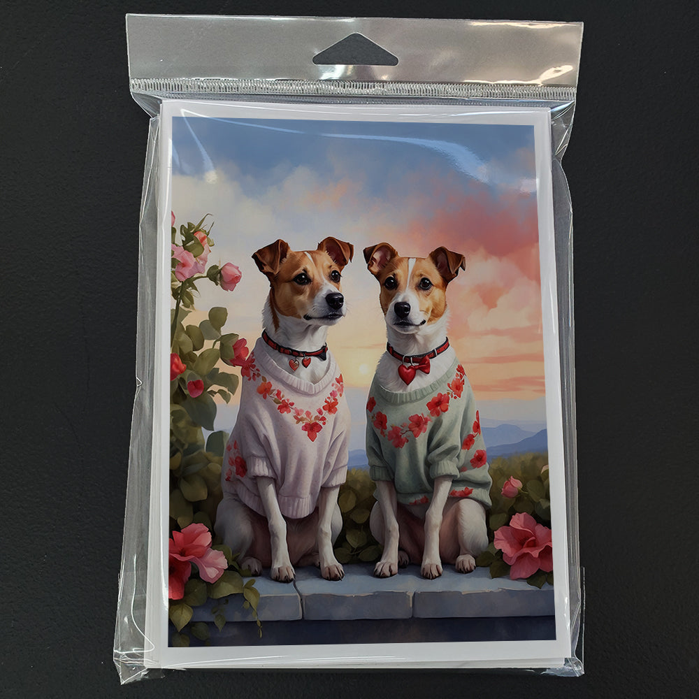 Jack Russell Terrier Two Hearts Greeting Cards Pack of 8