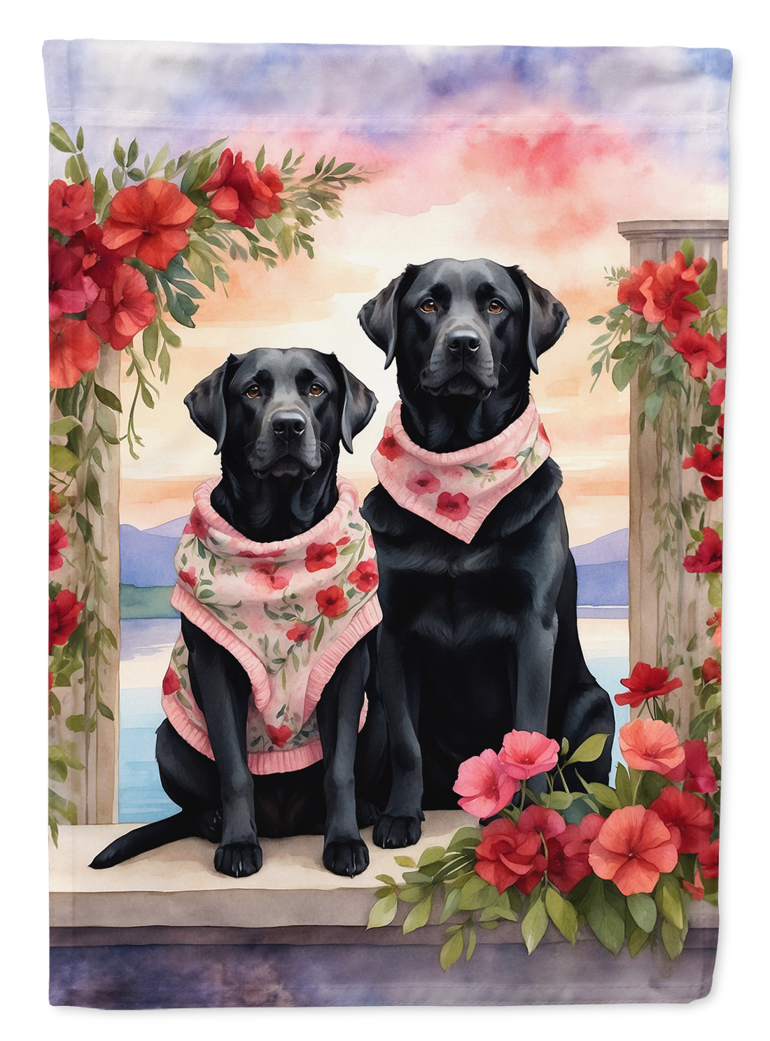 Buy this Black Labrador Retriever Two Hearts House Flag