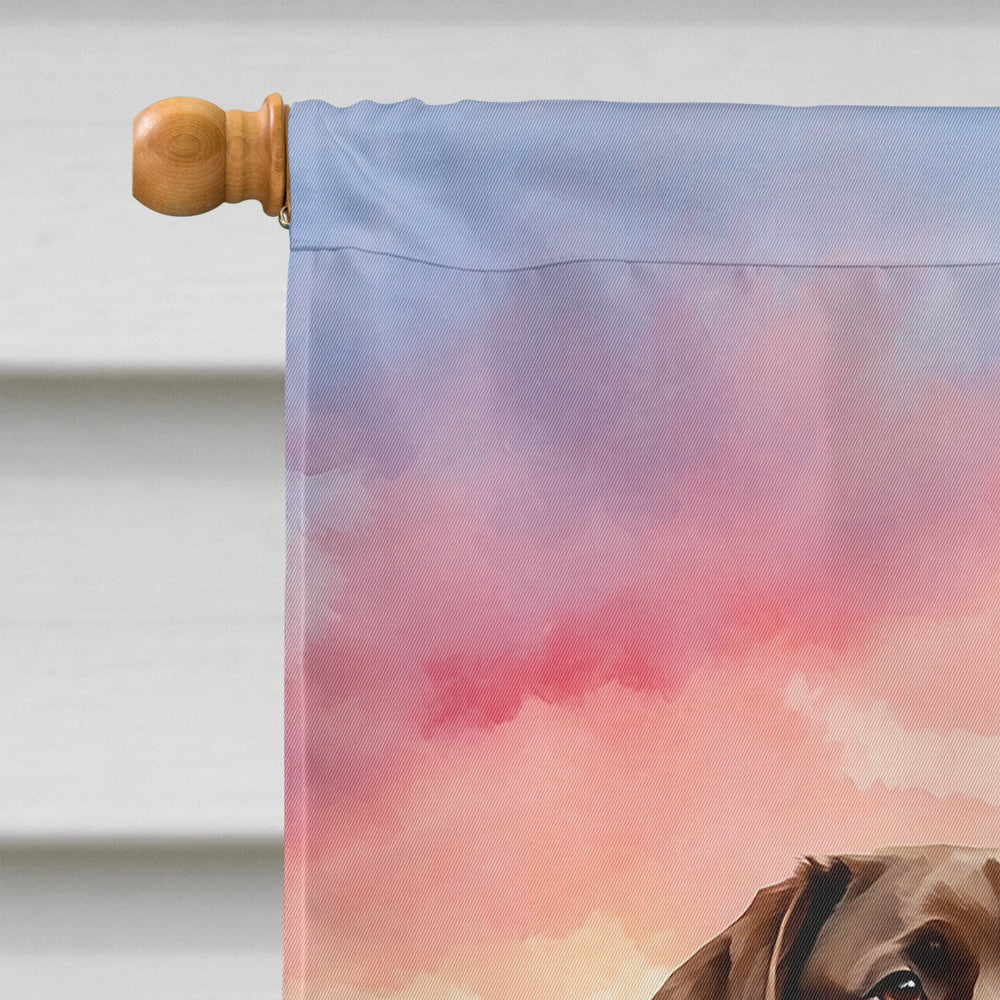 Chocolate Labrador Retriever Two Hearts House Flag