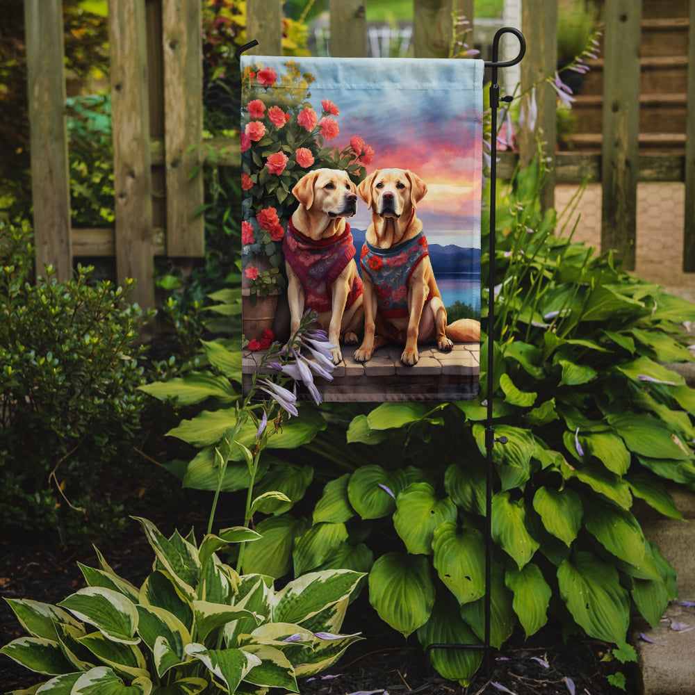 Yellow Labrador Retriever Two Hearts Garden Flag