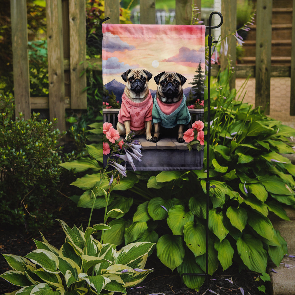 Pug Two Hearts Garden Flag