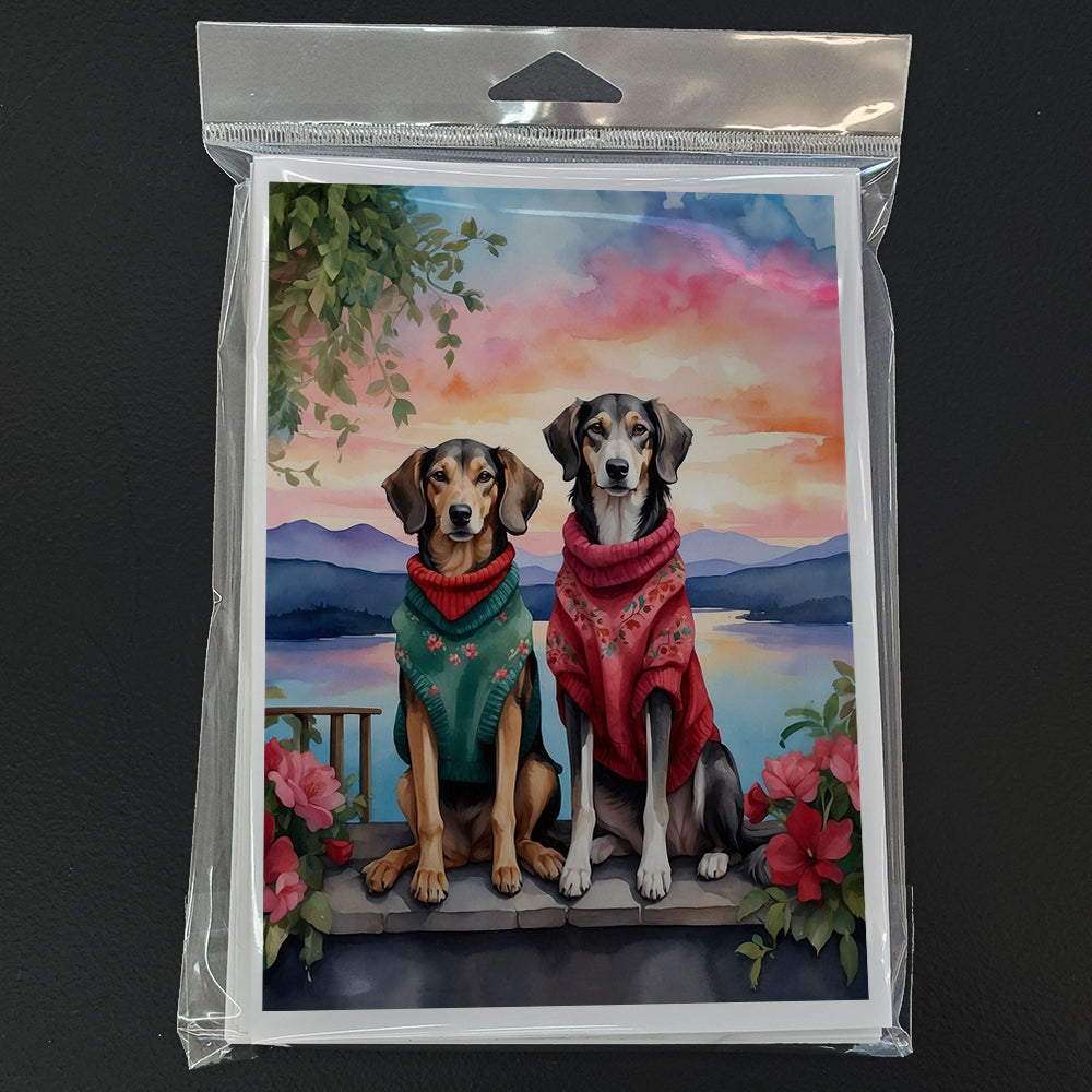 Saluki Two Hearts Greeting Cards Pack of 8