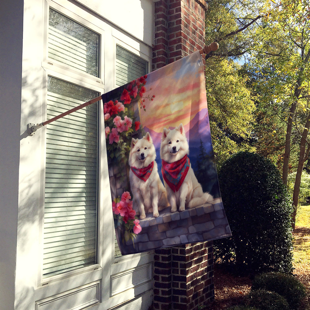 Samoyed Two Hearts House Flag