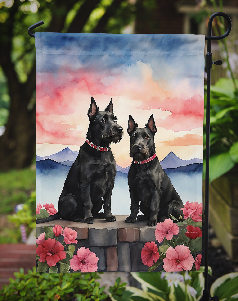 Scottish Terrier Two Hearts Garden Flag