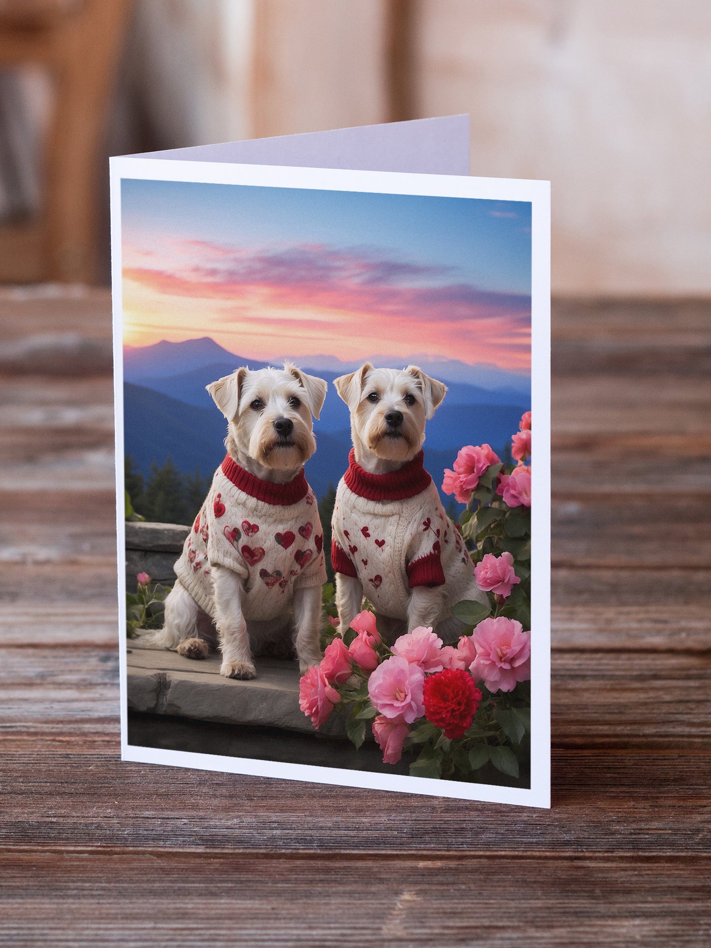 Sealyham Terrier Two Hearts Greeting Cards Pack of 8