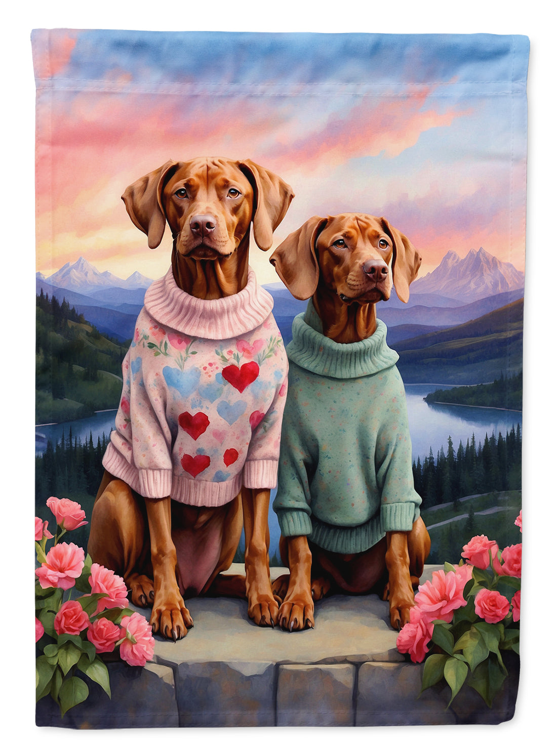 Buy this Vizsla Two Hearts House Flag