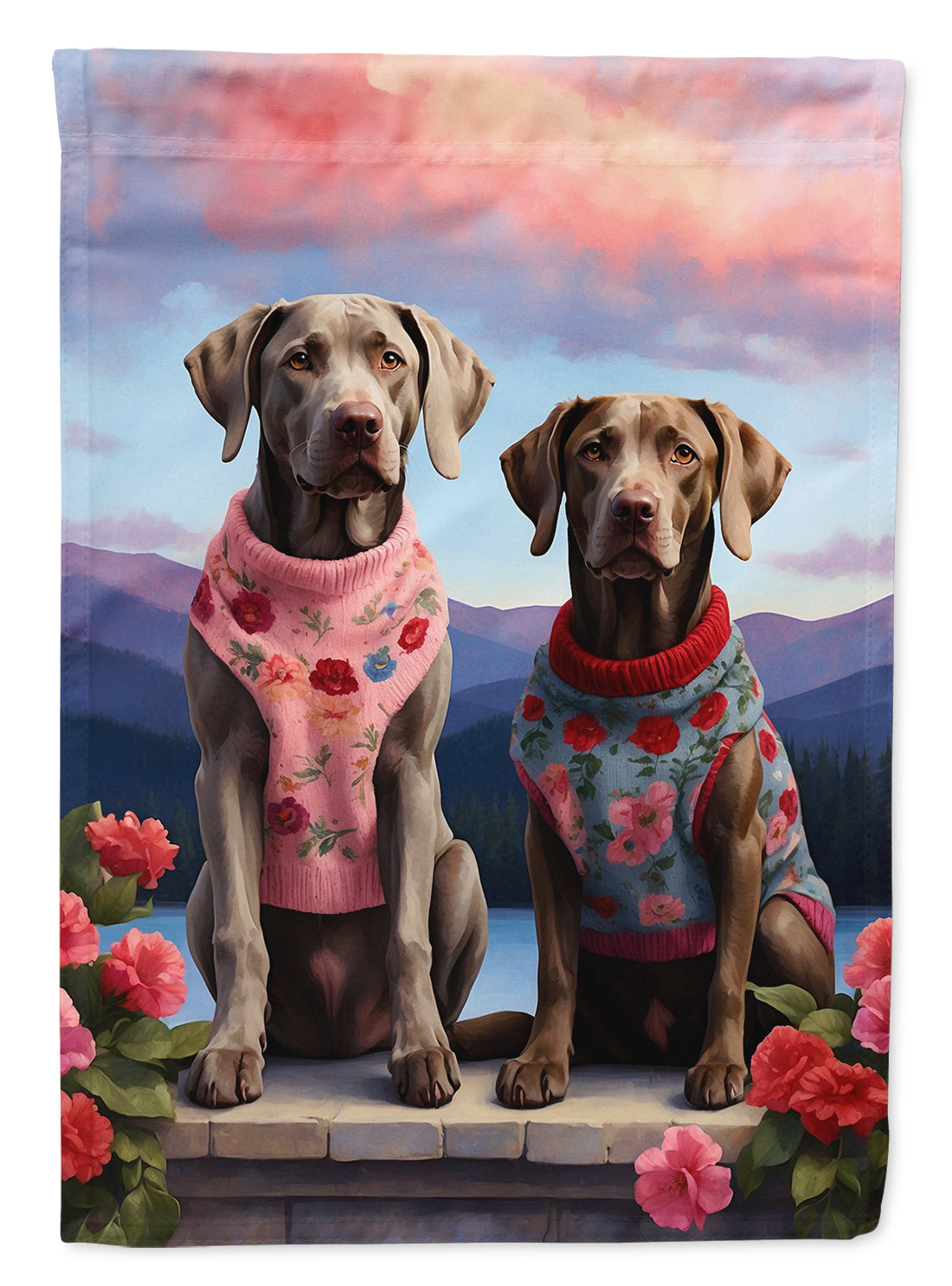 Buy this Weimaraner Two Hearts Garden Flag