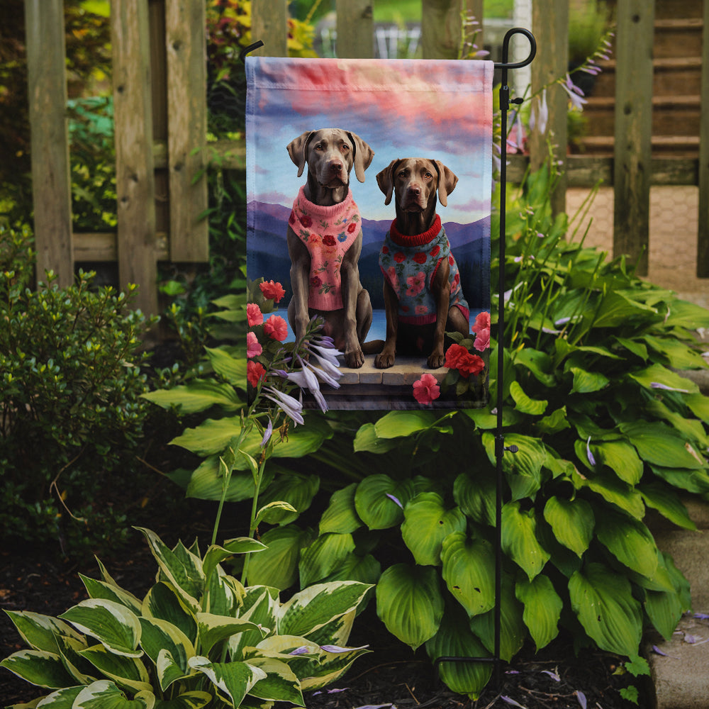 Weimaraner Two Hearts Garden Flag