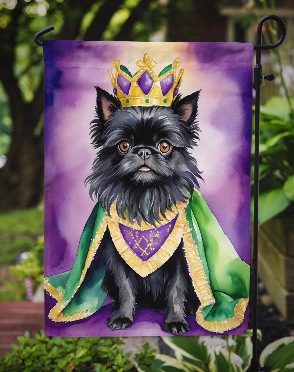 Affenpinscher King of Mardi Gras Garden Flag