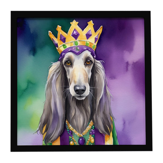 Buy this Afghan Hound King of Mardi Gras Framed Metal Print
