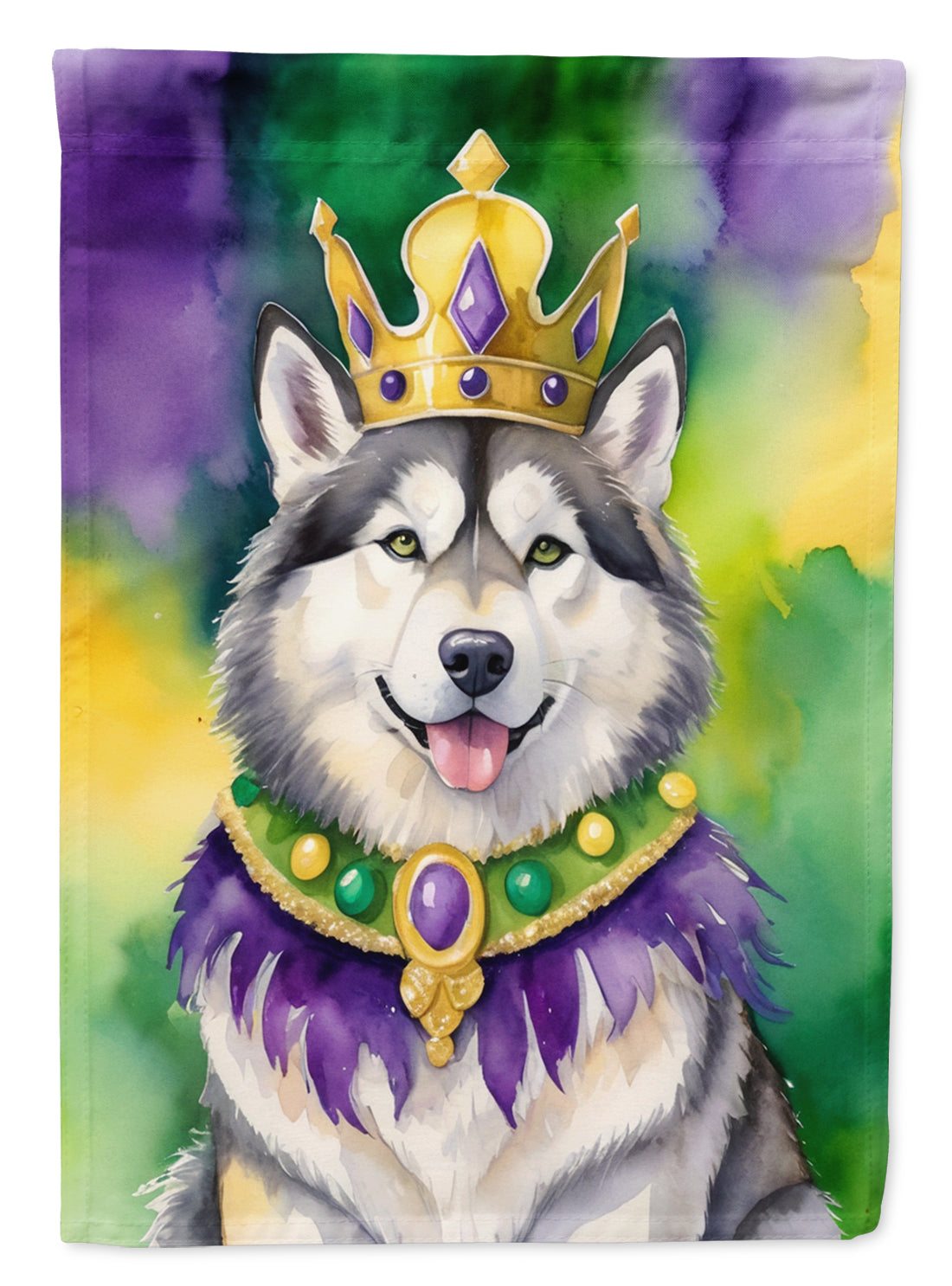 Buy this Alaskan Malamute King of Mardi Gras House Flag