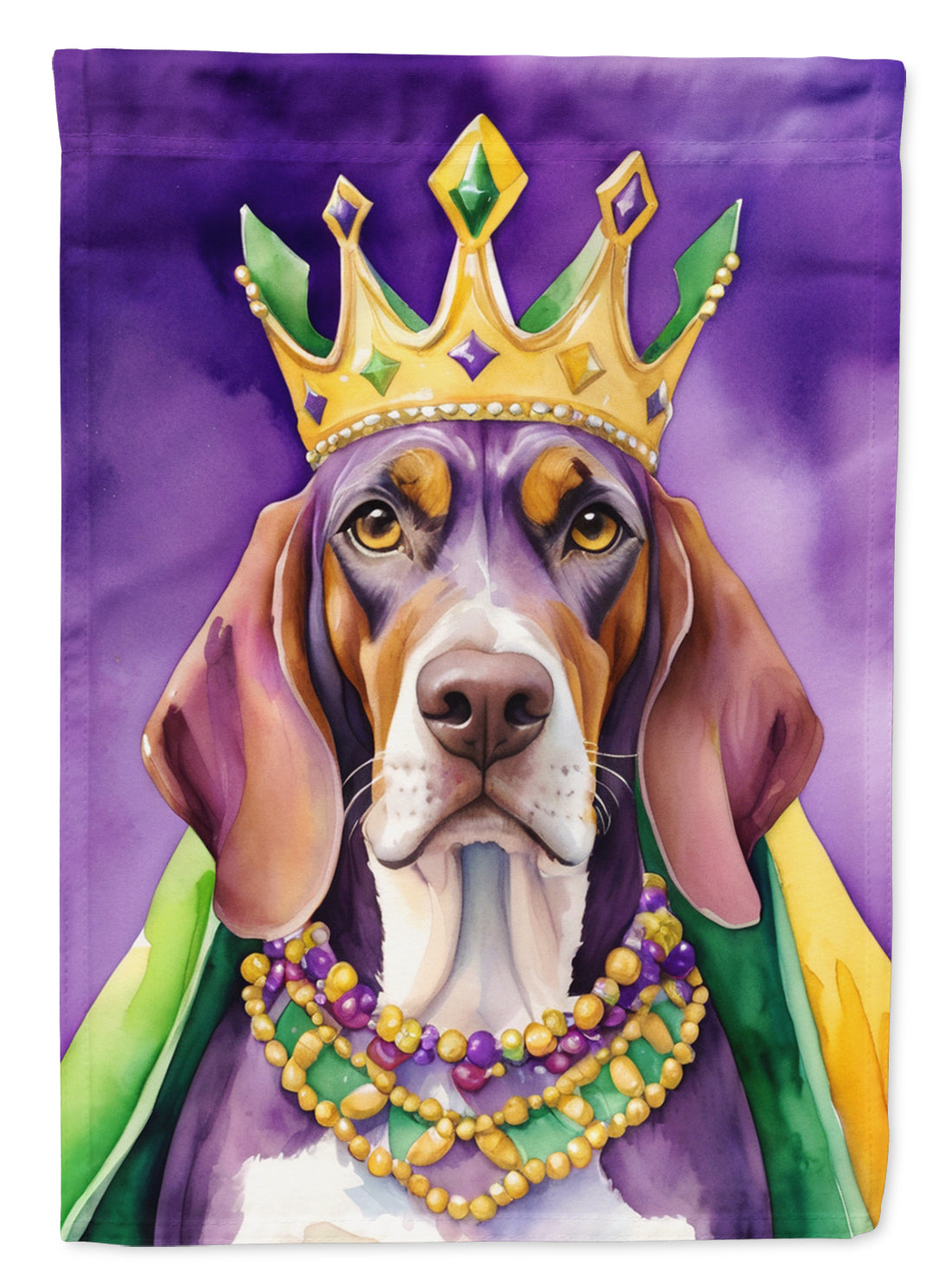 Buy this American English Coonhound King of Mardi Gras House Flag