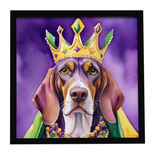 Buy this American English Coonhound King of Mardi Gras Framed Metal Print