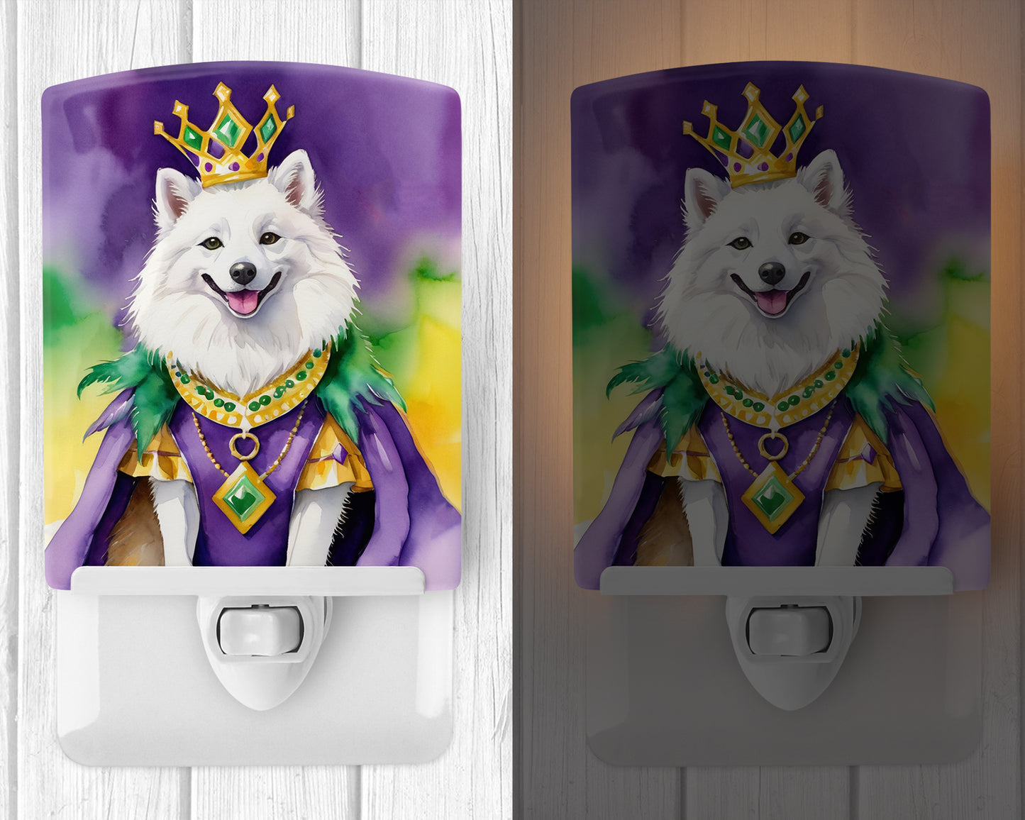 American Eskimo King of Mardi Gras Ceramic Night Light