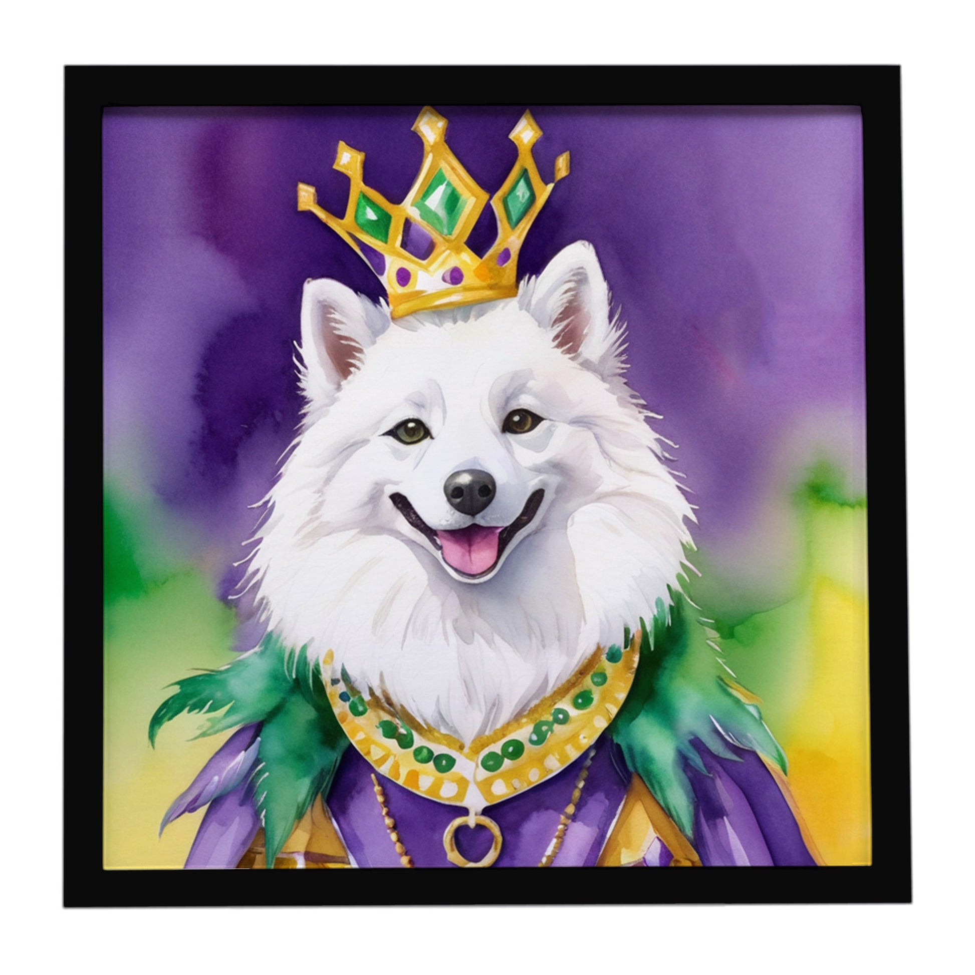 Buy this American Eskimo King of Mardi Gras Framed Metal Print