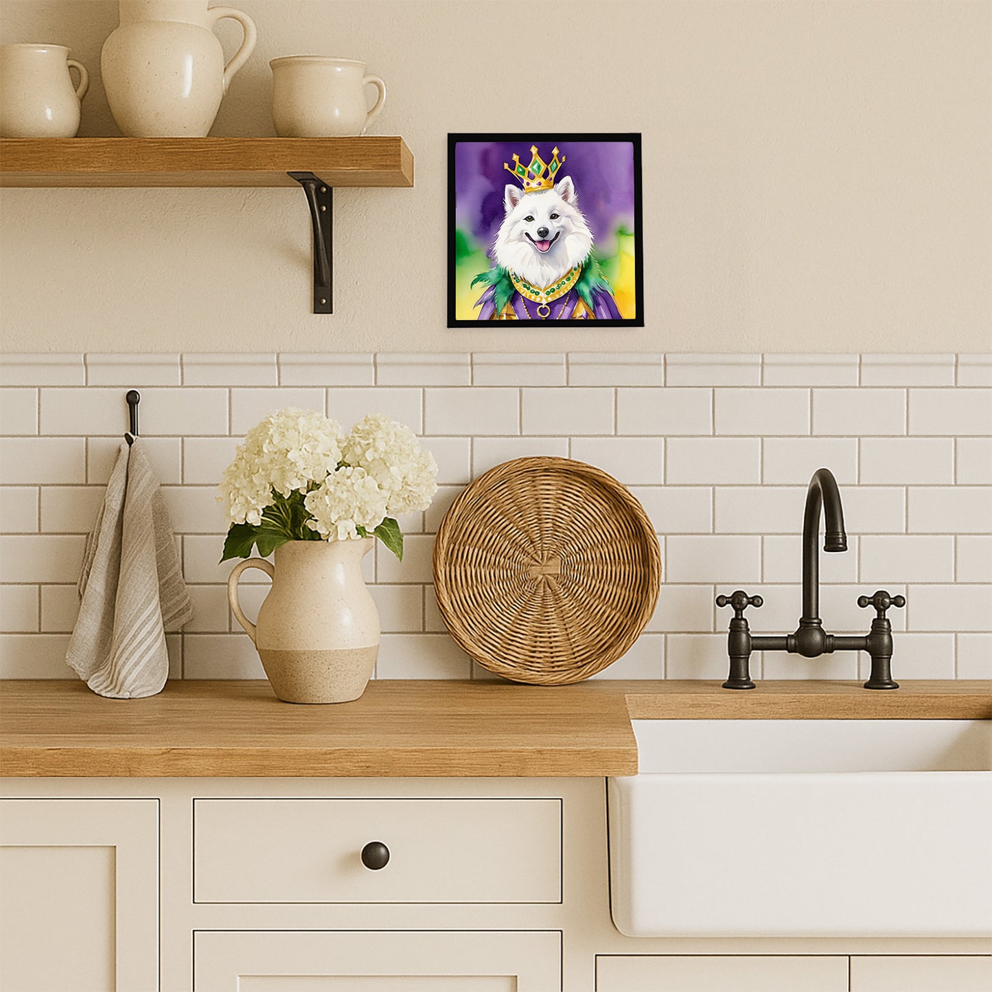 American Eskimo King of Mardi Gras Framed Metal Print