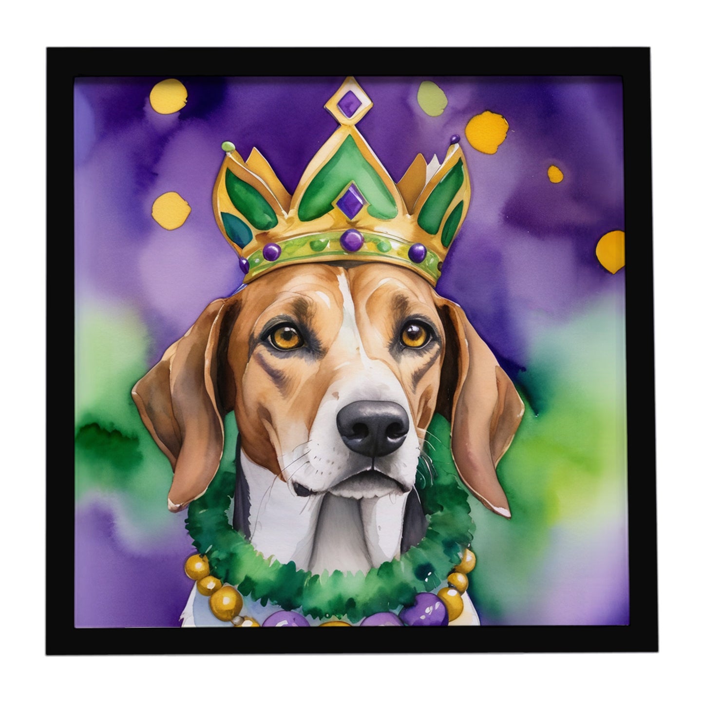 Buy this American Foxhound King of Mardi Gras Framed Metal Print