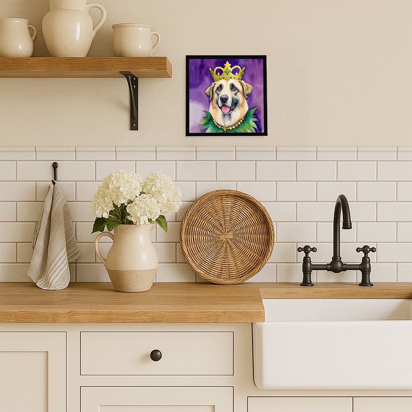 Anatolian Shepherd Dog King of Mardi Gras Framed Metal Print