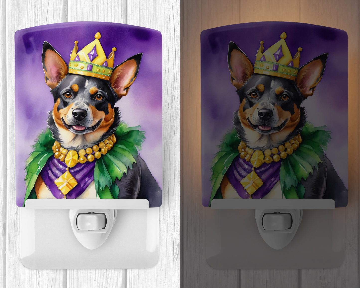 Australian Cattle Dog King of Mardi Gras Ceramic Night Light