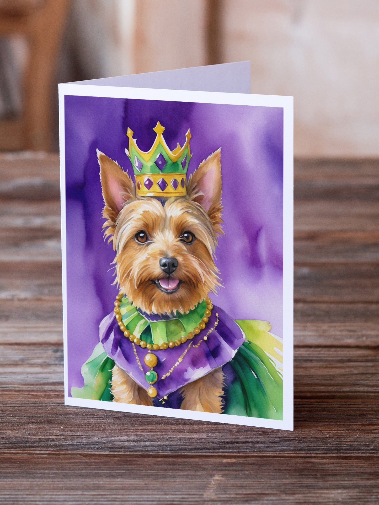 Australian Terrier King of Mardi Gras Greeting Cards Pack of 8