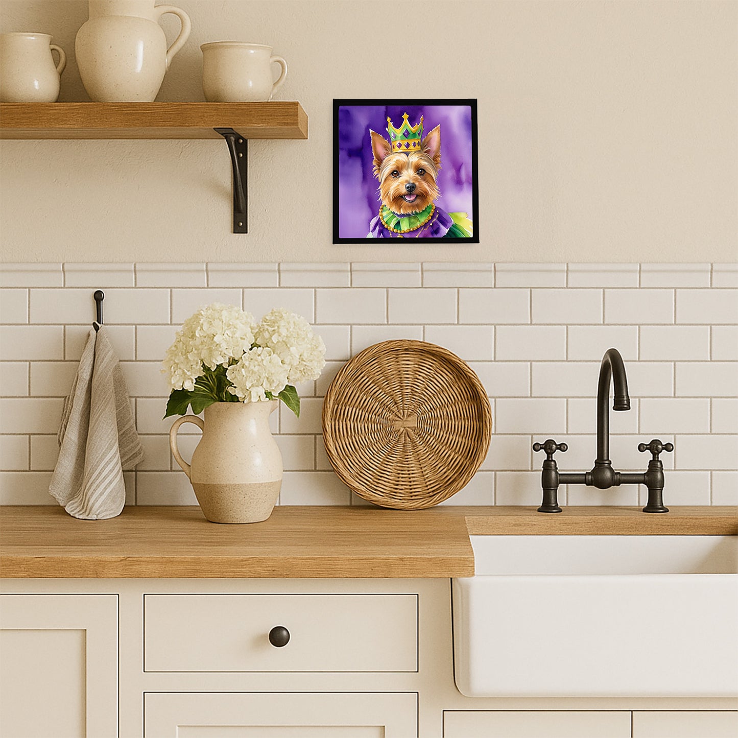 Australian Terrier King of Mardi Gras Framed Metal Print