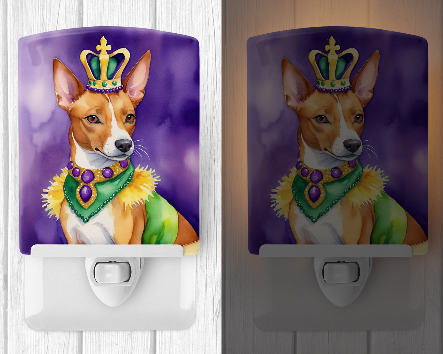 Basenji King of Mardi Gras Ceramic Night Light