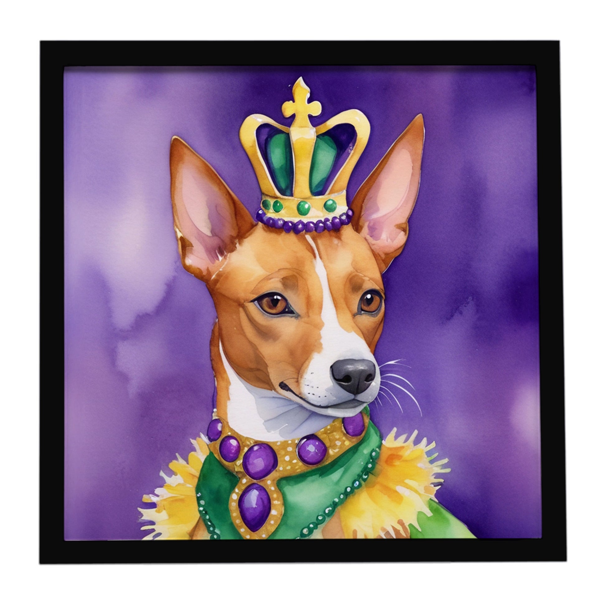 Buy this Basenji King of Mardi Gras Framed Metal Print